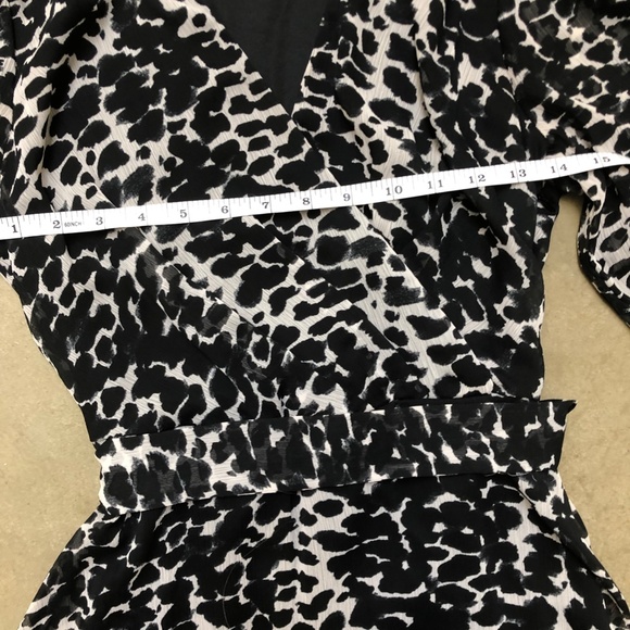 DKNY Faux Wrap Puff Sleeve Animal Print Chiffon Dress - Picture 4 of 8